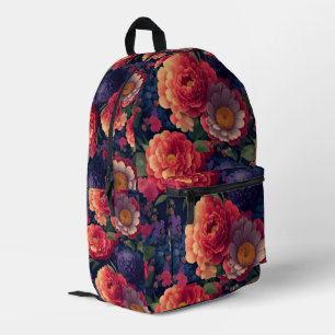 Hübsches Vintages Orange lila mum peoral Bedruckter Rucksack