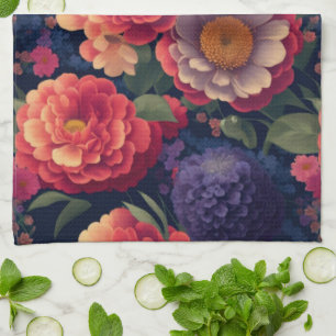 Hübsches Vintages Orange lila mum peoral Geschirrtuch