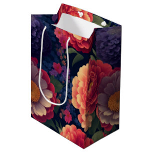 Hübsches Vintages Orange lila mum peoral Mittlere Geschenktüte