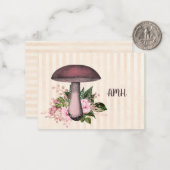 Hübsches Vintages Pilz- und Blumenmonogramm Mitteilungskarte (Vorderseite/Rückseite Beispiel)