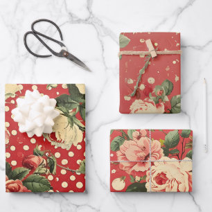 Hübsches Vintages Shabby Chic Valentine Geschenkpapier Set