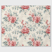 Hübsches Vintages Shabby Chic Weihnachts-Blumenpap Geschenkpapier (Flach)