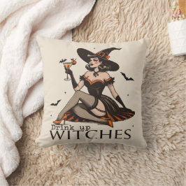Hübsches Vintages Trinkhexen Halloween Kissen