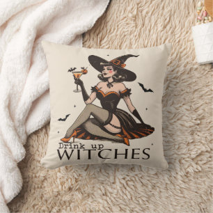 Hübsches Vintages Trinkhexen Halloween Kissen