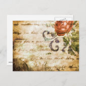 Hübsches Vintages Viktorianisches Sepia-Rose Postkarte (Vorne/Hinten)