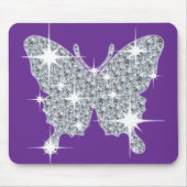 Hübsches Violett Lila Imitate Diamant Blutterfly Mousepad (Vorne)