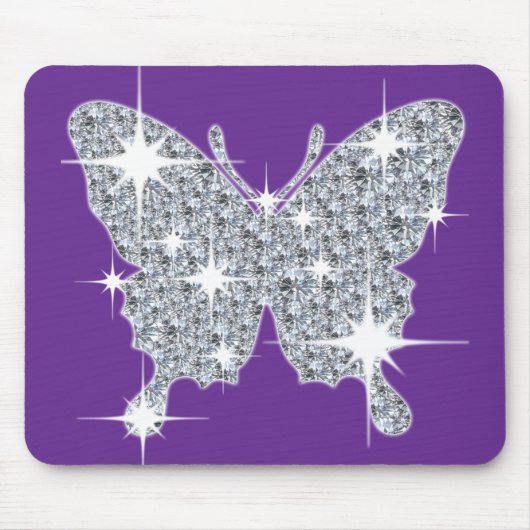 Hübsches Violett Lila Imitate Diamant Blutterfly Mousepad (Vorne)