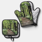 Hübsches Wald Personalisiert Ofenhandschuh & Topflappen-Set (Vorderseite/Rückseite)