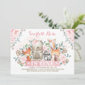 Hübsches Waldmädchen 1. Geburtstag Weichweich Rosa Einladung (Stehend Vorderseite)