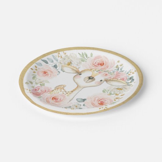 Hübsches Waldwild| Blauer Wasserfarbstoff Pappteller (Schrägansicht)