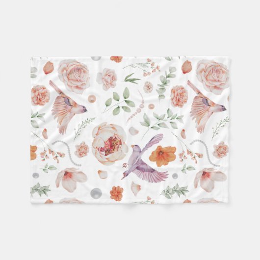 Hübsches Wasserfarben-Hummingvogelmuster Fleecedecke (Vorderseite (Horizontal))