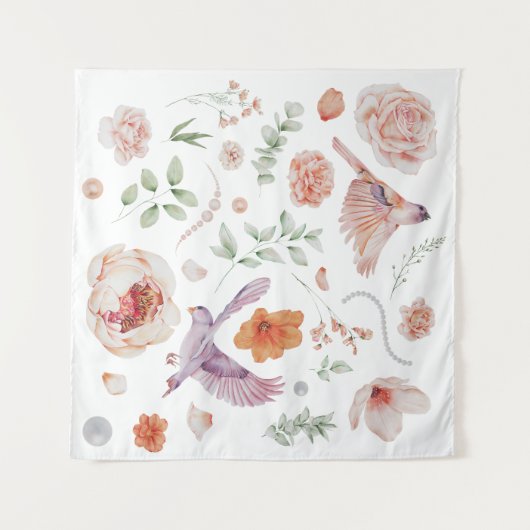 Hübsches Wasserfarben-Hummingvogelmuster Wandteppich (Vorderseite (Horizontal))