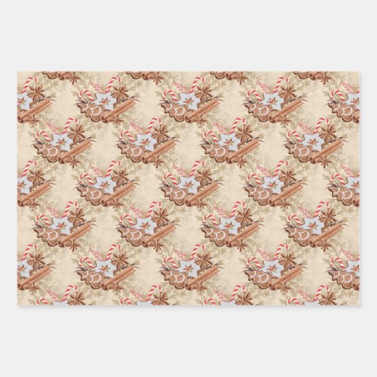 Hübsches Wasserfarben-Lebkuchen Kakao Geschenkpapier Set (Vorderseite)