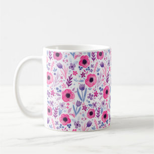 Hübsches, wasserfarbenes Blumenmuster. handgestric Kaffeetasse