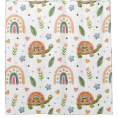 Hübsches Wasserfarbenschildkröten- und Regenbogenm Duschvorhang (Vorderseite)