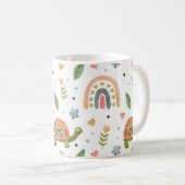 Hübsches Wasserfarbenschildkröten- und Regenbogenm Kaffeetasse (VorderseiteRechts)