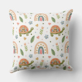 Hübsches Wasserfarbenschildkröten- und Regenbogenm Kissen (Rückseite)