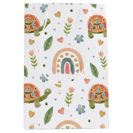 Hübsches Wasserfarbenschildkröten- und Regenbogenm Mittlere Geschenktüte