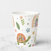 Hübsches Wasserfarbenschildkröten- und Regenbogenm Pappbecher (Rückseite)