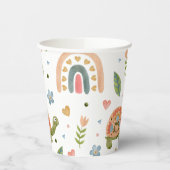 Hübsches Wasserfarbenschildkröten- und Regenbogenm Pappbecher (Links)