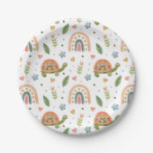 Hübsches Wasserfarbenschildkröten- und Regenbogenm Pappteller (Vorderseite)