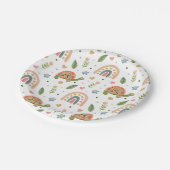 Hübsches Wasserfarbenschildkröten- und Regenbogenm Pappteller (Schrägansicht)