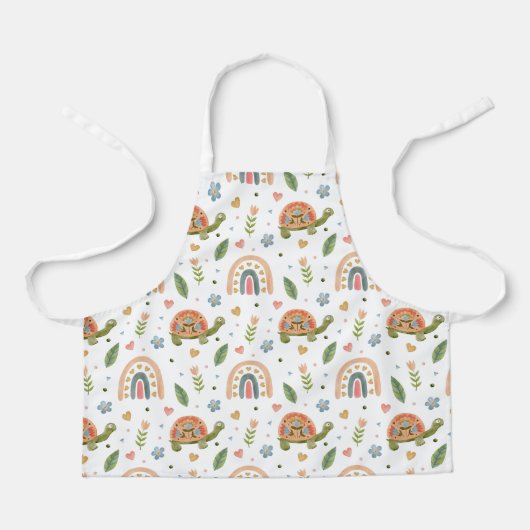 Hübsches Wasserfarbenschildkröten- und Regenbogenm Schürze (Vorderseite)
