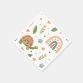 Hübsches Wasserfarbenschildkröten- und Regenbogenm Serviette (Ecke)
