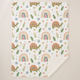 Hübsches Wasserfarbenschildkröten- und Regenbogenm Sherpadecke