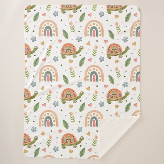 Hübsches Wasserfarbenschildkröten- und Regenbogenm Sherpadecke (Vorderseite)