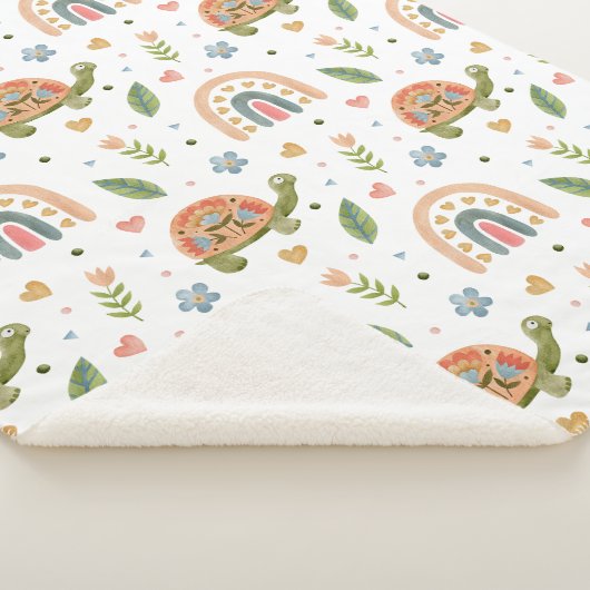 Hübsches Wasserfarbenschildkröten- und Regenbogenm Sherpadecke (3/4)