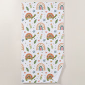 Hübsches Wasserfarbenschildkröten- und Regenbogenm Strandtuch (Vorderseite)