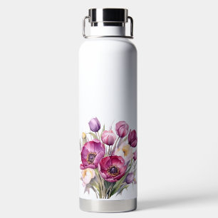 HÜBSCHES WASSERFARBPINK UND ROTE ANEMONPOPPIEN TRINKFLASCHE