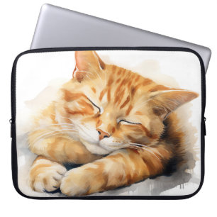 HÜBSCHES WASSERFARBSCHLAFEN ORANGE TABBY CAT LAPTOPSCHUTZHÜLLE