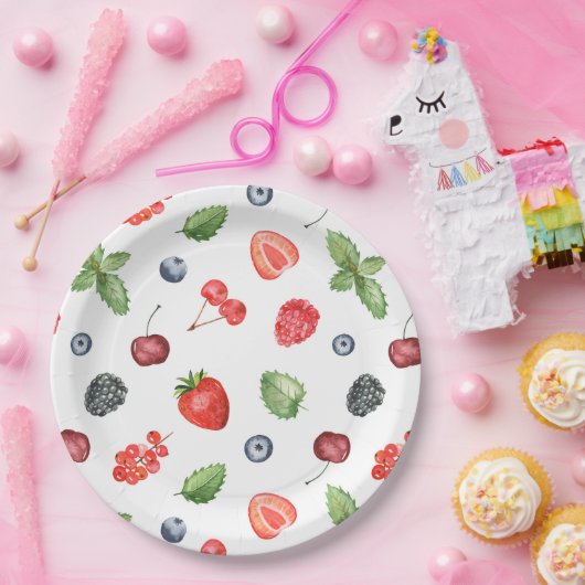 Hübsches Watercolor Berry Muster Pappteller (Party)