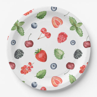 Hübsches Watercolor Berry Muster Pappteller