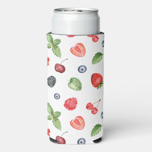 Hübsches Watercolor Berry Muster Selters Dosenkühler (Seltzer Rückseite)