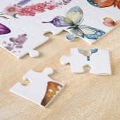 Hübsches Watercolor Butterfly Blumengarten Muster Puzzle (Seite)