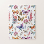 Hübsches Watercolor Butterfly Blumengarten Muster Puzzle (Vertikal)