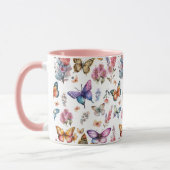 Hübsches Watercolor Butterfly Blumengarten Muster Tasse (Links)