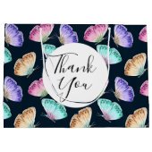 Hübsches Watercolor Butterfly-Muster Vielen Dank Große Geschenktüte (Rückseite)