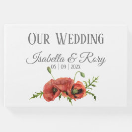 Hübsches Watercolor Red Poppies Wedding Guestbook Gästebuch
