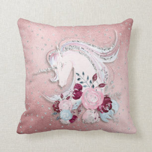 Hübsches Watercolorunicorn-Rosa-Silber Kissen