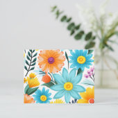 Hübsches Weibliches Blumenmuster Feiertagspostkarte (Stehend Vorderseite)