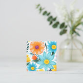 Hübsches Weibliches Blumenmuster Quadratische Visitenkarte (Stehend Vorderseite)