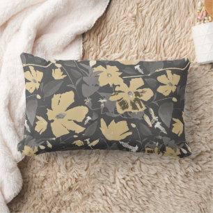 Hübsches weibliches Goldgraues Blumenmuster Lendenkissen