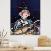 Hübsches weibliches Kraftfahrzeug, 1920er Poster (Küche)