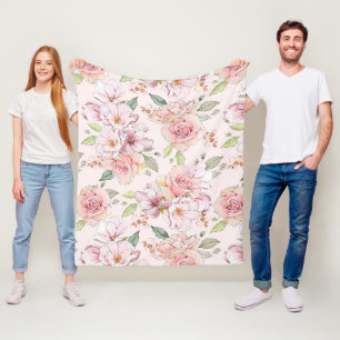 Hübsches, weiches, rosa, vintage Rosenmuster Fleecedecke