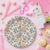 Hübsches, weiches und orangefarbenes Blumendesign Pappteller (Party)