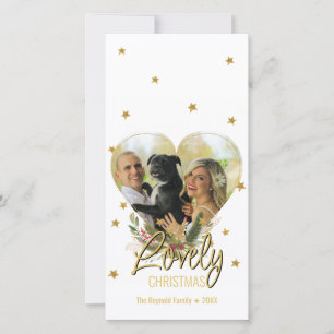 Hübsches Weihnachts-Gold-Herz-Foto Glitter-Herzen